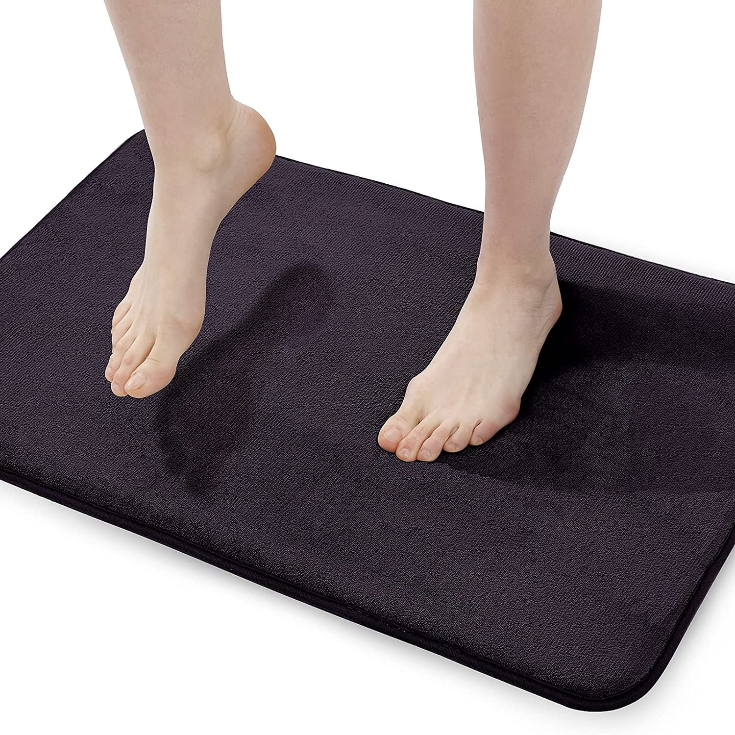 Extra Thick Memory Foam Bath Rug (20x32 Dark Purple) Nonslip Absorbant Super Cozy Velvet Bathroom Mat, Premium Soft Plush Comfortable Carpet for Bath Room Shower Floor Tub, Machine Washable