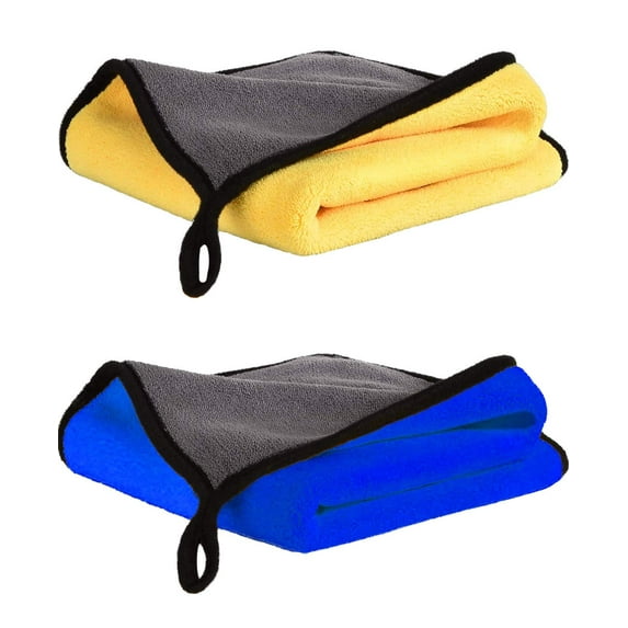 Extra Thick Microfiber Towels for Cars, 2 Pk - 12” x 16” Сar Detailing Towels – Reusable Car Wash Towels for Car Interior Cleaning
