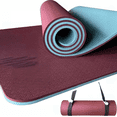 thumbnail image 1 of Extra Thick Non-Skid Dual Surface Yoga Mat, 72" x 24" x 2/5", Eco-Friendly POE, Includes Carrying Strap, Dark Red & Blue Gray, 1 of 6