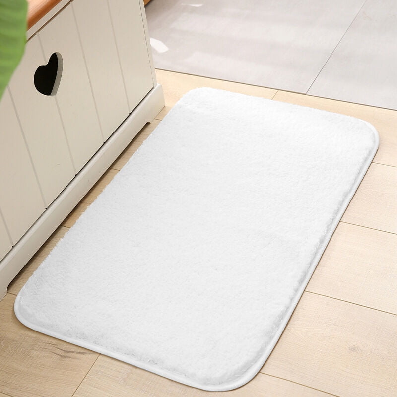 Extra Thick Non-Slip Bath Mat Absorbent Shower Mat Microfiber for Bathroom Machine Thick (White ...