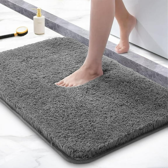 Extra Thick Non Slip Bathroom Rug 16x24 Inches Shaggy Soft Bath Mat Plush Microfiber Absorbent Water for Shower Tub Machine Washable