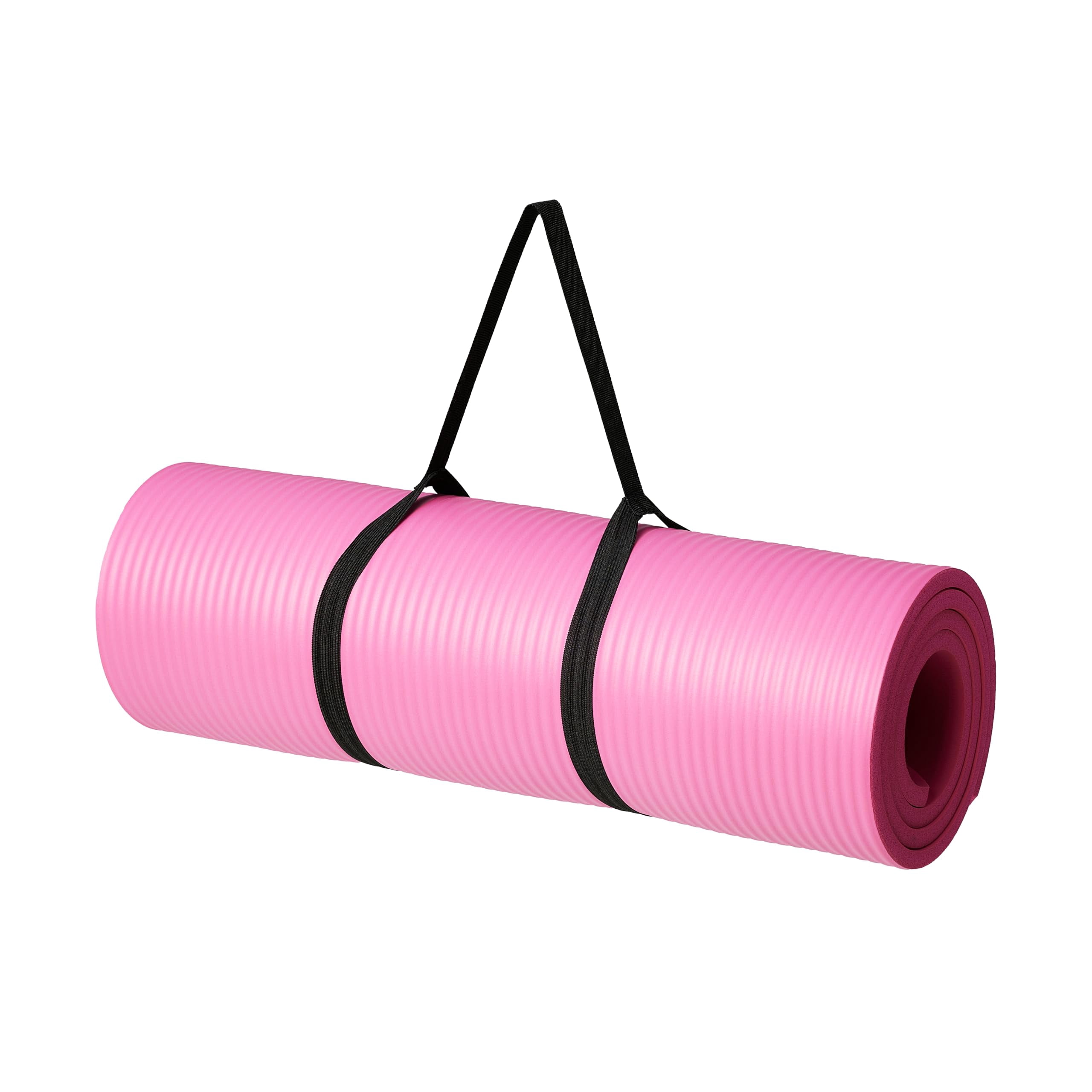 Extra Thick Non-Slip Exercise Yoga Mat with Carrying Strap for Home Gym, Pilates, and Floor Workouts