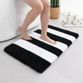 thumbnail image 1 of Extra Thick Plush Bathroom Rugs Non Slip Absorbent Soft Microfiber Bath Mat Machine Washable Fluffy Shaggy Rug 17x24 Black and White, 1 of 6