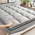 thumbnail image 1 of 1pc Extra Thick Quilted Fitted Sheet, Grid Stitched Mattress Protector, Non-Slip Full Enclosure Bed Cover, All-Season(Grey,Twin), 1 of 8