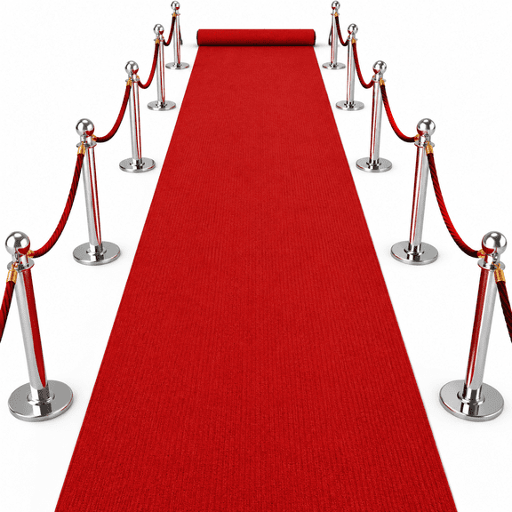 Extra Thick Red Carpet Runner for Party & Events 2.6x30ft, Red Aisle Runner for Wedding Ceremony, Hollywood Oscars Runner Rug, Non-Slip 550 GSM Rubber Backing, No Tape Needed(2.6x30 ft)