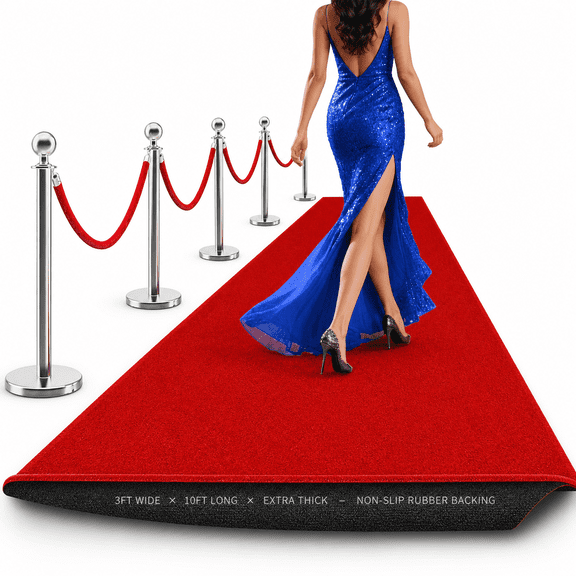 Extra Thick Red Carpet Runner For Party Felt Non-slip Rubbered Aisle Runway Rug Step Proposal & Wedding Decorations Hollywood Orunway Reusable (red 4 X 20 Ft)