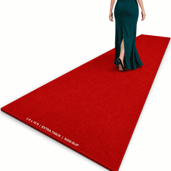 Extra Thick Red Carpet Runner For Party Felt Non-slip Rubbered Aisle Runway Rug Step Proposal & Wedding Decorations Hollywood Orunway Reusable (red 4 X 20 Ft)