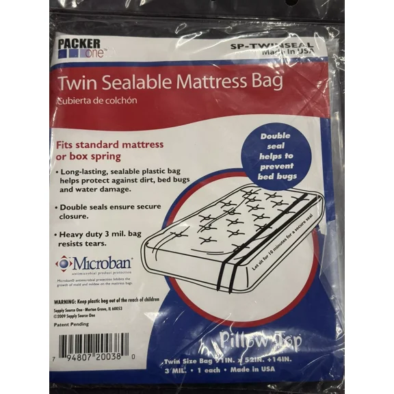 Extra Thick Sealable Mattress Bag Double Adhesive Seal Prevents Bed Bugs Twin