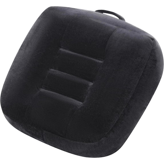 Extra Thick Seat Cushion, Large Chair Cushion Booster for Office Chair to Rise Height, Velvet Cover with Handle and Anti-Slip Bottom, PP Cotton Filling - Relieves Back Pain - 18"X16"X6" Black