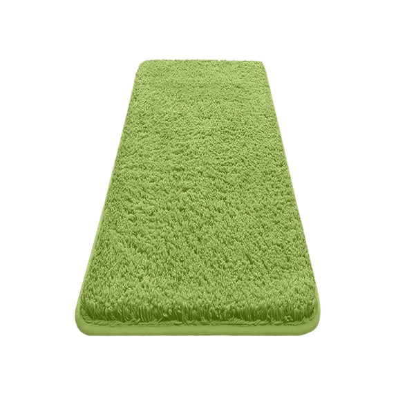 Extra Thick Shaggy Runner Rug - Soft Velvet Fleece & Foam, Non-Slip Backing, Highly Absorbent for Bathroom & Laundry Room, Machine Washable, Modern Long Plush Design,Green
