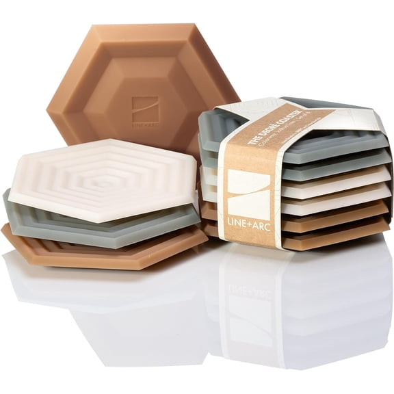 Extra Thick Silicone Coasters (As Seen in NYTimes WireCutter) Waterproof Anti-Stain Heat-Safe Dishwasher-Safe Degr Coasters (Set of 6, Joshua Tree) Outdoor Rubber Mid-Century Modern