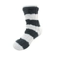thumbnail image 1 of Extra Thick Soft Warm Cozy Fuzzy Thermal Cabin Fleece-lined Knitted Non-skid Crew Socks, Color 01 Black White Stripe, 1 of 1