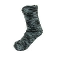 thumbnail image 1 of Extra Thick Soft Warm Cozy Fuzzy Thermal Cabin Fleece-lined Knitted Non-skid Crew Socks, Color 27 Black Blue Tint, 1 of 1