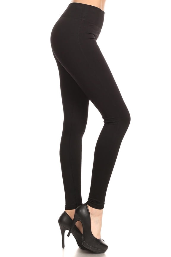 Extra Thick Solid Basic Leggings Black One Size Regular