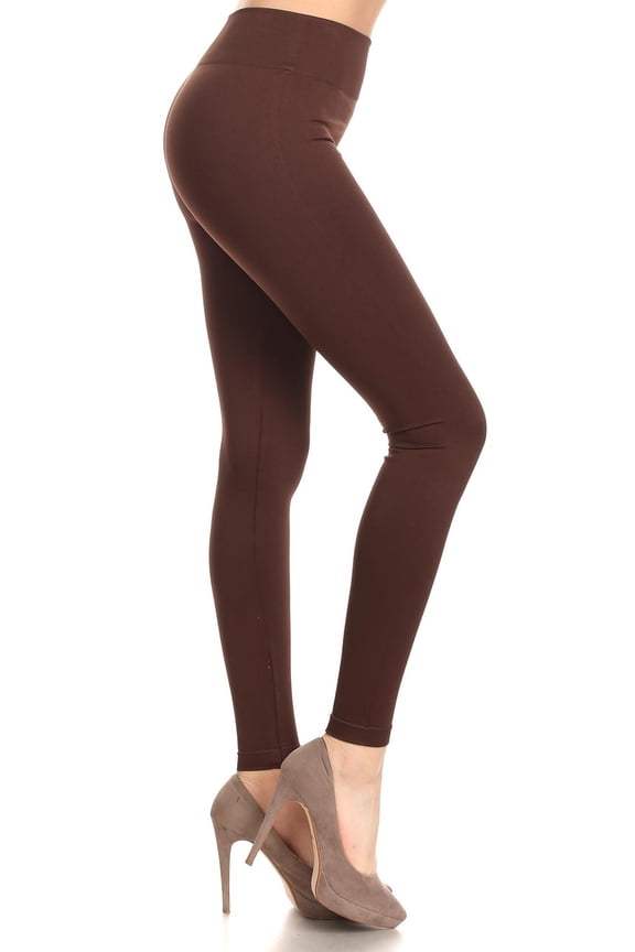 Extra Thick Solid Basic Leggings Mocha One Size Regular