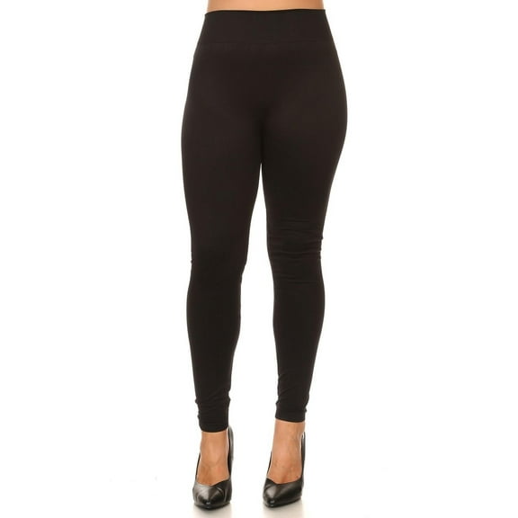 Extra Thick Solid Basic Leggings - Plus Size - 1XL 2XL 3XL Black One Size Plus