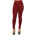 thumbnail image 1 of Extra Thick Solid Basic Leggings - Plus Size - 1XL 2XL 3XL Burgundy One Size Plus, 1 of 2