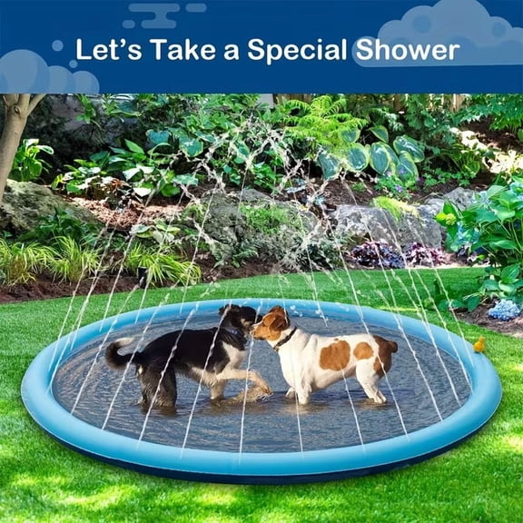 Extra Thick Splash-Proof Dog Mat for Large Breeds - Durable Non-Slip Water Pool & Cooling Mat for Summer Fun