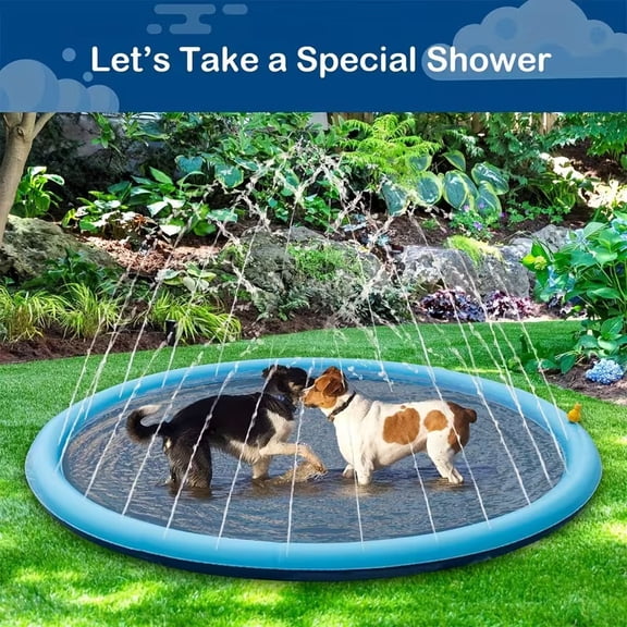 Extra Thick Splash-Proof Dog Mat for Large Breeds - Durable Non-Slip Water Pool & Cooling Mat for Summer Fun