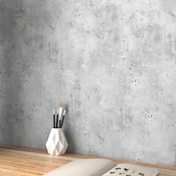 Extra Thick Stained Concrete Wallpaper Peel and Stick Plain Grey Cement Contact Paper Vinyl Concrete Wall Paper Roll for Bedroom Wall Kitchen Countertops Table Plastered Effect 15.8 x 80 Inch