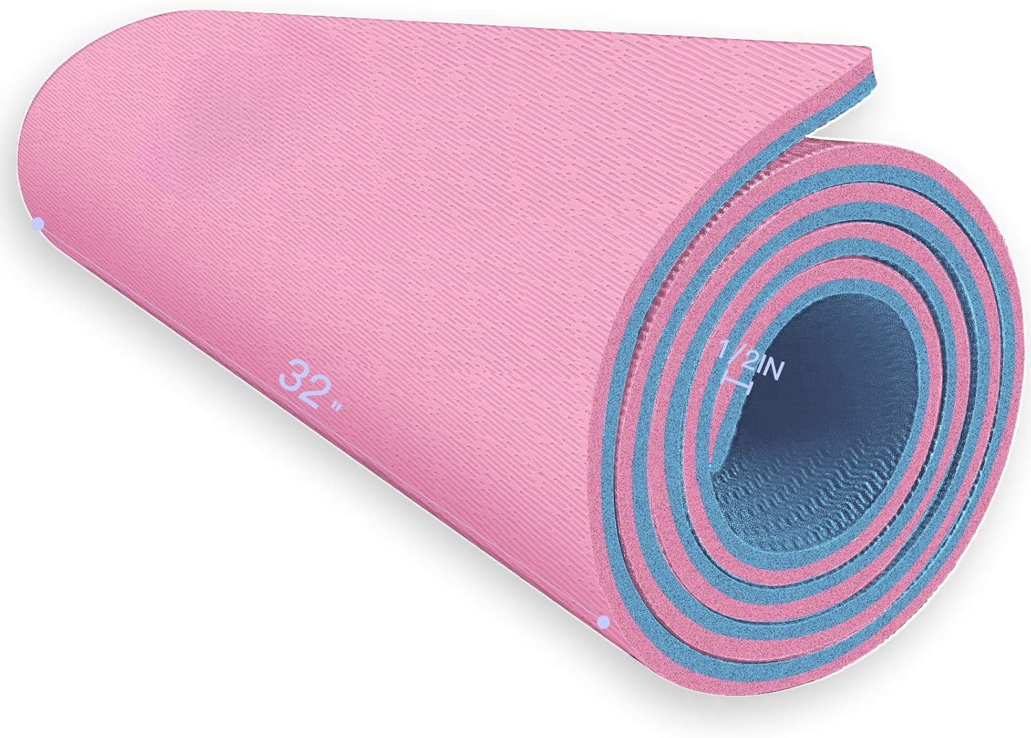 Extra Thick TPE Yoga Mat - 72"x 32" Thickness 1/2 Inch -Eco Friendly SGS Certified - With High Density Anti-Tear Exercise Bolster For Home Gym Travel & Floor Outside