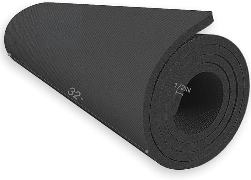 Extra Thick TPE Yoga Mat - 72"x 32" Thickness 1/2 Inch -Eco Friendly SGS Certified - With High Density Anti-Tear Exercise Bolster For Home Gym Travel & Floor Outside