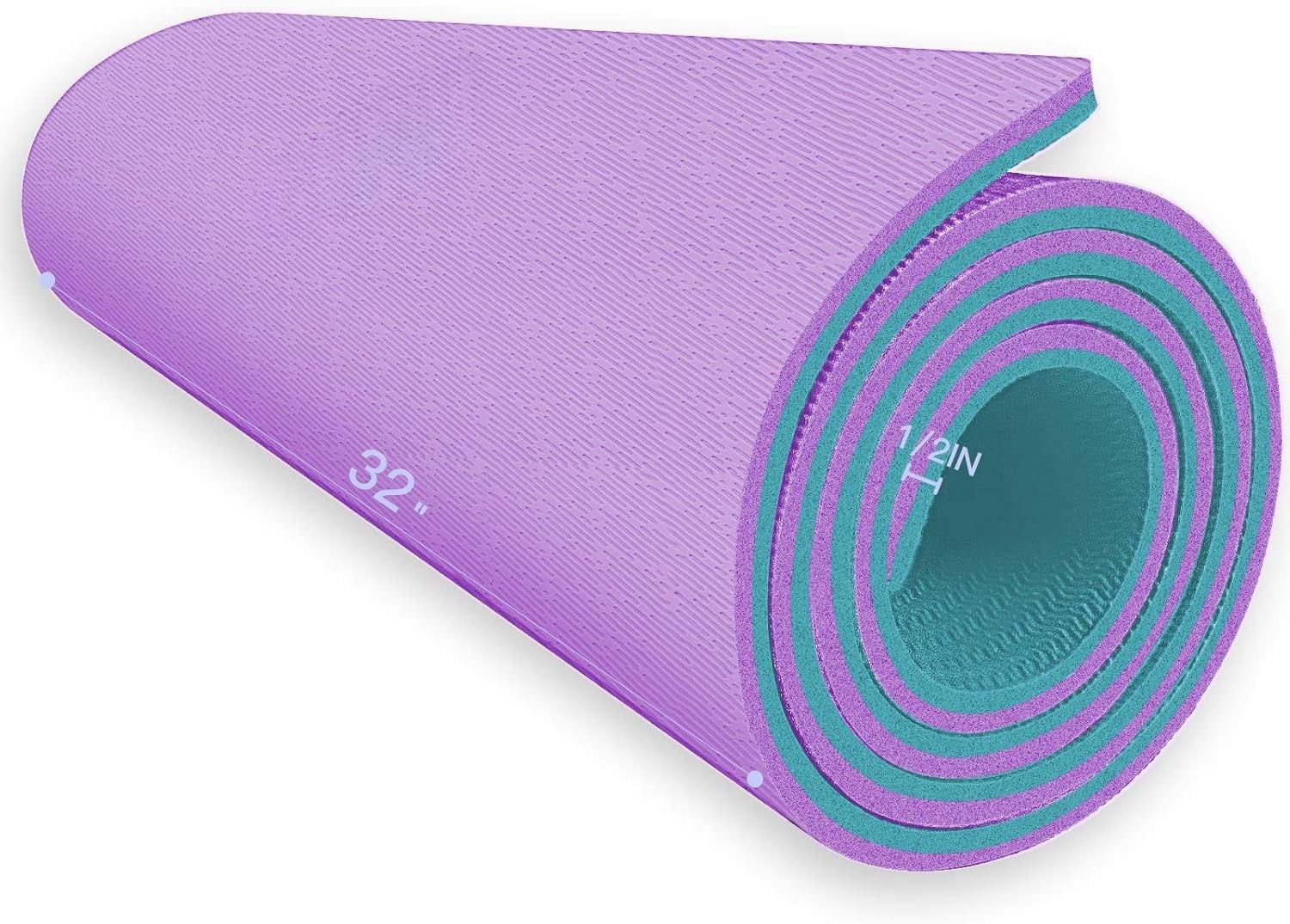 Extra Thick TPE Yoga Mat - 72"x 32" Thickness 1/2 Inch -Eco Friendly SGS Certified - With High Density Anti-Tear Exercise Bolster For Home Gym Travel & Floor Outside