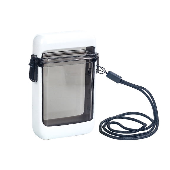 Extra Thick Waterproof Clear ABS Cigarette Case - 20-Count Sealed Smoke Storage Box with Lanyard, Outdoor Moistureproof Holder for Men, Portable Compact Design , Cigarette Holder Case,White