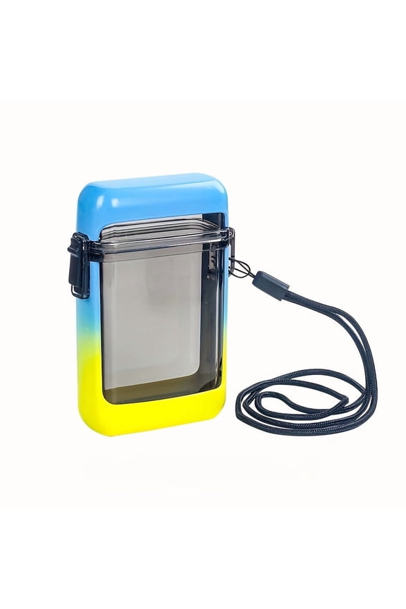 Extra Thick Waterproof Clear ABS Cigarette Case - 20-Count Sealed Smoke Storage Box with Lanyard, Outdoor Moistureproof Holder for Men, Portable Compact Design , Cigarette Holder Case,Blue