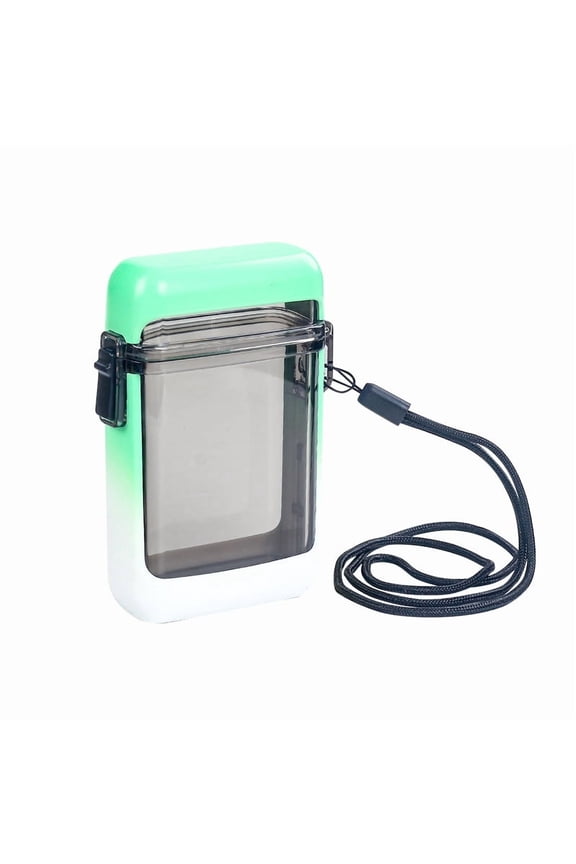 Extra Thick Waterproof Clear ABS Cigarette Case - 20-Count Sealed Smoke Storage Box with Lanyard, Outdoor Moistureproof Holder for Men, Portable Compact Design , Cigarette Holder Case,Green