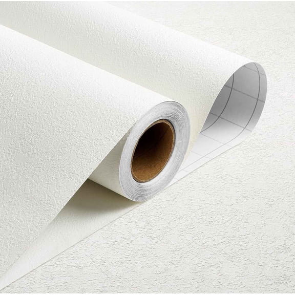 Extra Thick White Concrete Peel and Stick Wallpaper Modern Textured Embossed Removable Contact Paper