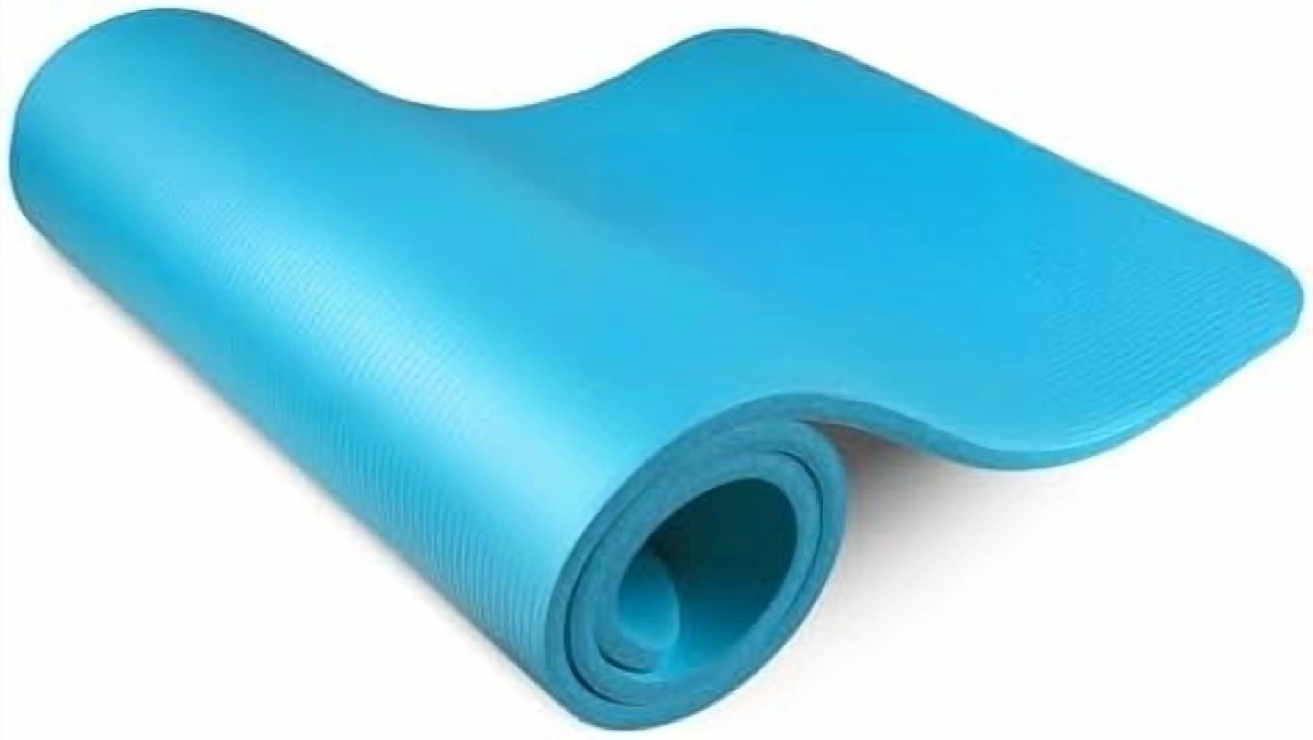 Extra Thick Yoga and Pilates Mat ½” (13mm) or 1" (25mm), 71-inch Long High Density Exercise Mat with Comfort Foam and Carrying Strap Aqua,1/2"