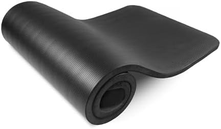 Extra Thick Yoga and Pilates Mat ½” (13mm) or 1" (25mm), 71-inch Long High Density Exercise Mat with Comfort Foam and Carrying Strap Black,1"