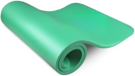 Extra Thick Yoga and Pilates Mat ½” (13mm) or 1" (25mm), 71-inch Long High Density Exercise Mat with Comfort Foam and Carrying Strap Green,1/2"
