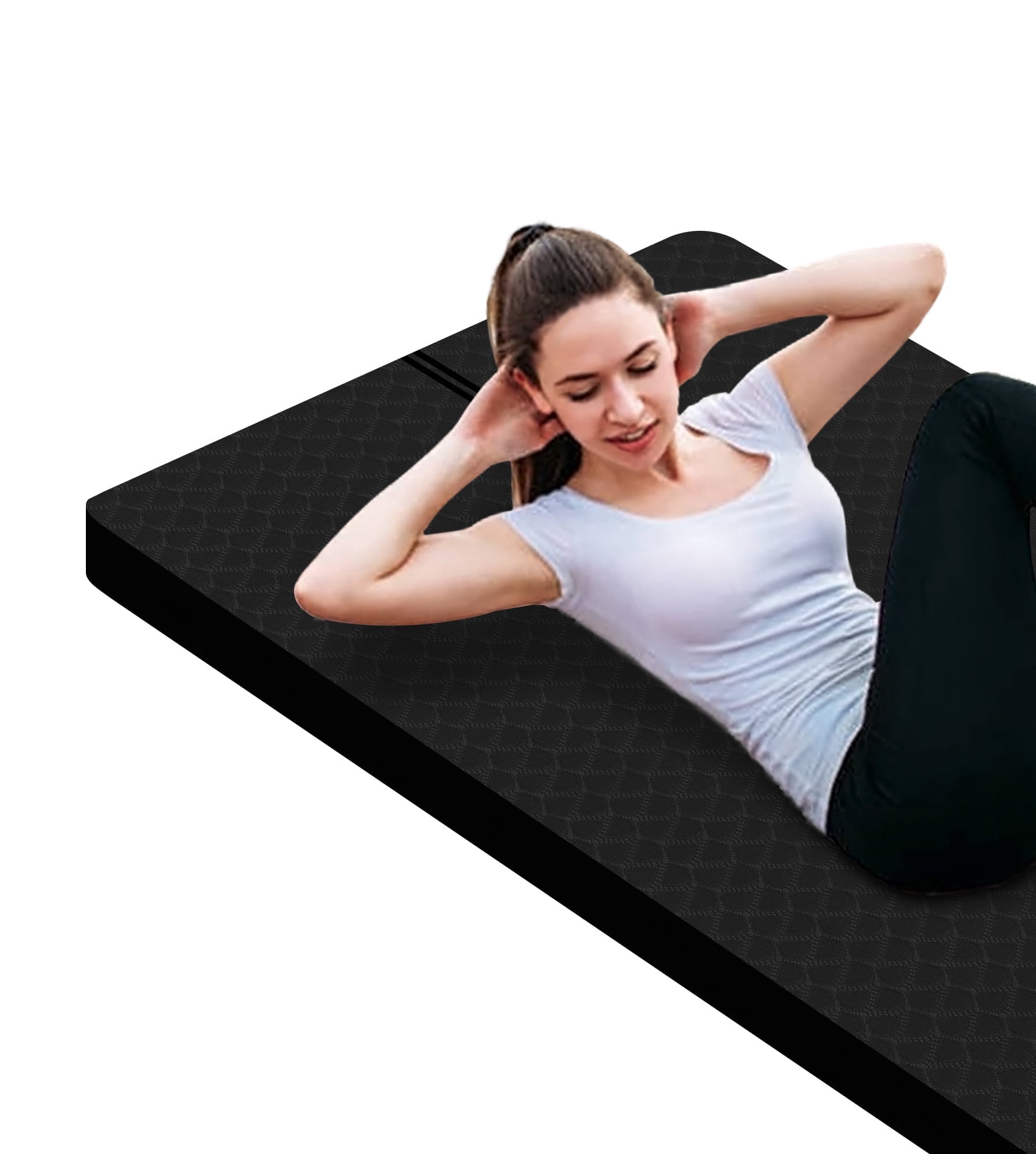 Extra Thickened 15mm Exercise Mat (72" x 32") for Men & Women Non Slip with High Density Large Shock Absorber Pad for Home Gym Travel & Floor Outside Fitness in Black