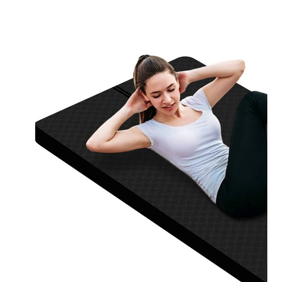 Extra Thickened 15mm Exercise Mat (72" x 32") for Men & Women Non Slip with High Density Large Shock Absorber Pad for Home Gym Travel & Floor Outside Fitness in Black