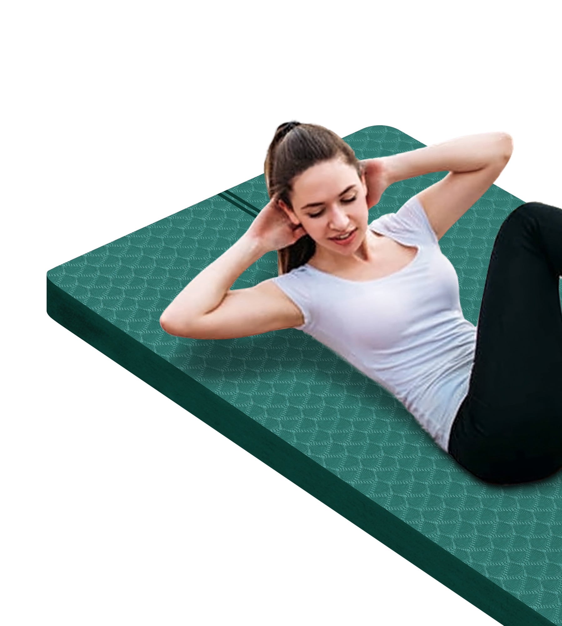 Extra Thickened 15mm Exercise Mat (72" x 32") for Men & Women Non Slip with High Density Large Shock Absorber Pad for Home Gym Travel & Floor Outside Fitness in Dark Green