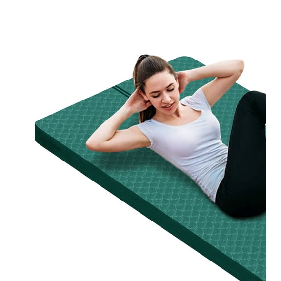Extra Thickened 15mm Exercise Mat (72" x 32") for Men & Women Non Slip with High Density Large Shock Absorber Pad for Home Gym Travel & Floor Outside Fitness in Dark Green