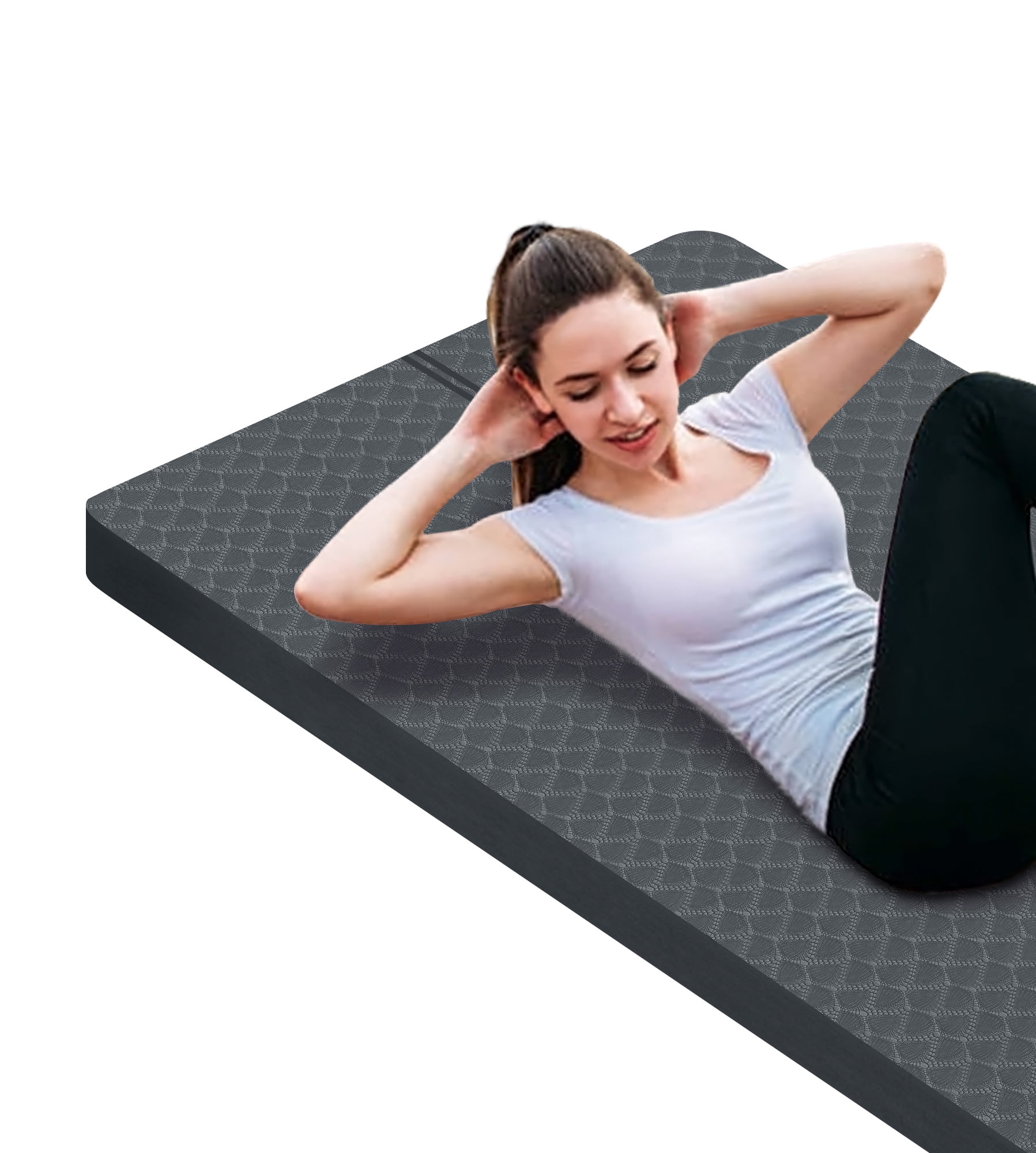 Extra Thickened 15mm Exercise Mat (72" x 32") for Men & Women Non Slip with High Density Large Shock Absorber Pad for Home Gym Travel & Floor Outside Fitness in Grey