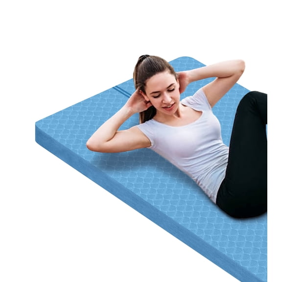 Extra Thickened 15mm Exercise Mat (72" x 32") for Men & Women Non Slip with High Density Large Shock Absorber Pad for Home Gym Travel & Floor Outside Fitness in Light Blue