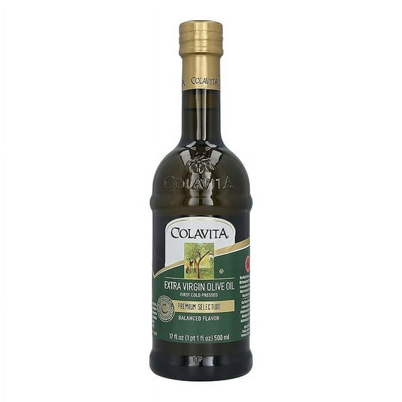 Extra Virgin Olive Oil - Colavita - Premium Selection - First Cold Pressed EVOO - 17oz Glass Bottle