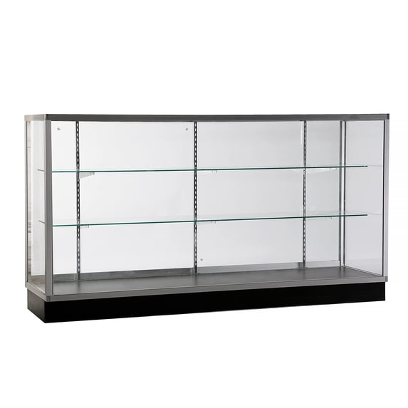 Extra Vision Display 70 Inch Glass Showcase Aluminum Frame Glass Shelving Silver