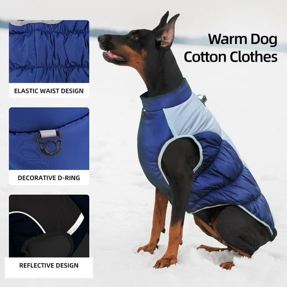 Extra Warm Dog Winter Coat Dog Jacket Reflective Dog Cold Weather Coats with Built in Harness Waterproof Windproof Dog Snow Jacket Clothes with Zipper for Small Medium Large Dogs