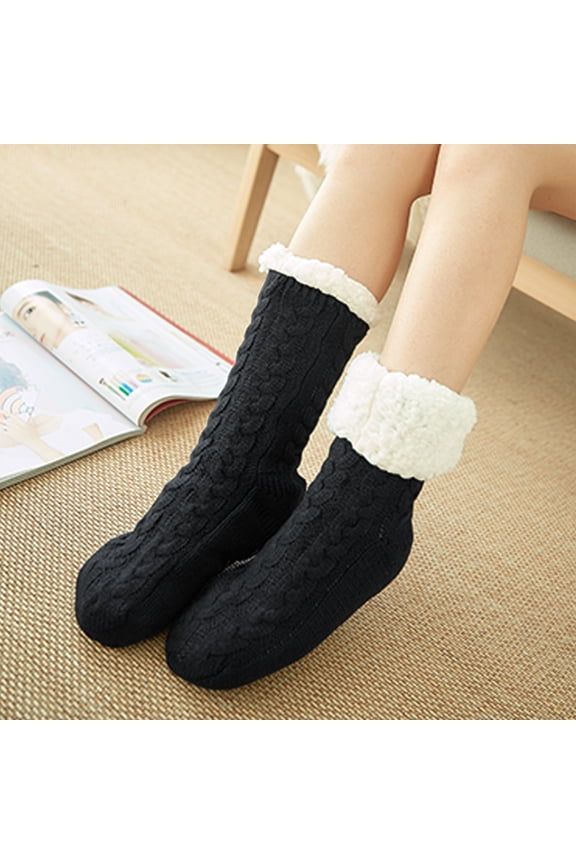 Extra Warm Women's Slipper Socks with Non-Slip Grips, Plush Sherpa Lining for Ultimate Winter Comfort