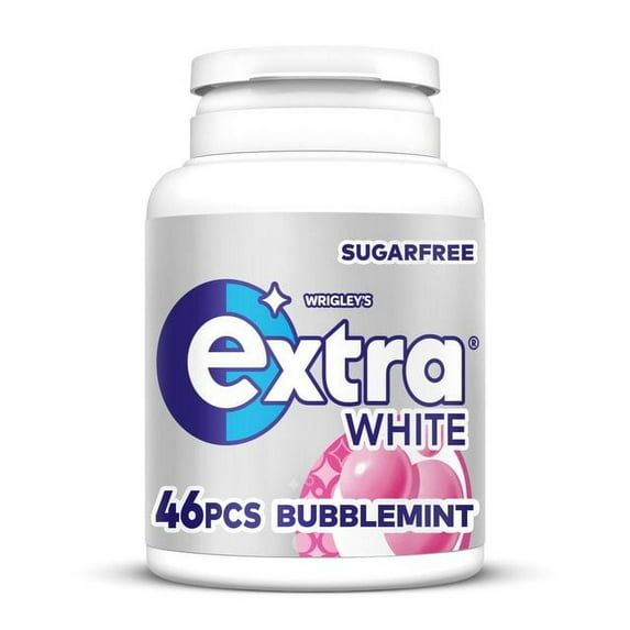 Extra White Bubblemint Chewing Gum Sugar Free Bottle 46 Pieces