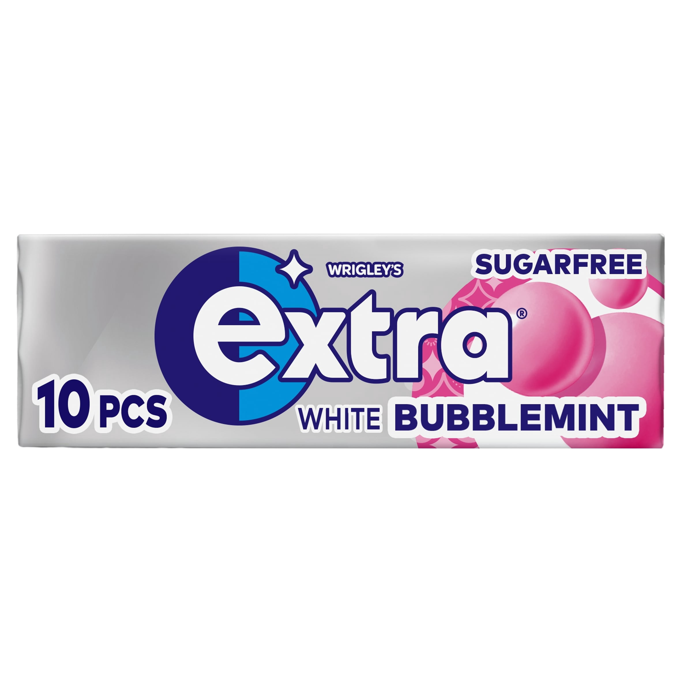 Extra White Bubblemint Sugarfree Chewing Gum 10 Pieces, Imported from Britain