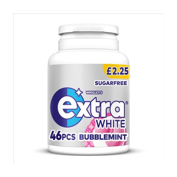 Extra White Bubblemint Sugarfree Chewing Gum Bottle 46 Pieces (pack of 6)