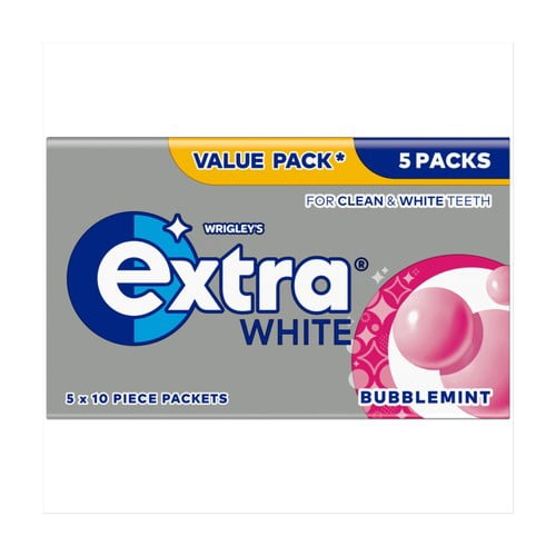 Extra White Bubblemint Sugarfree Chewing Gum Multipack, British Import (Pack of 6)