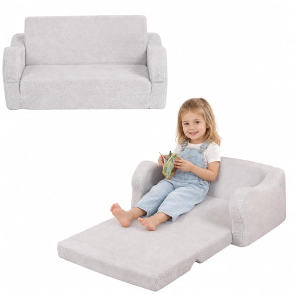 Extra Wide 2-in-1 Convertible Sofa Lounger Grey Large