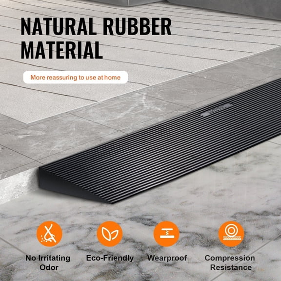 Extra Wide 35.4" Natural Rubber Threshold Ramp for Robot Vacuums, Heavy-Duty Non-Slip Wheelchair Ramp with Adhesive Tape for Smooth Tile, Doorways, Driveways, Bathrooms